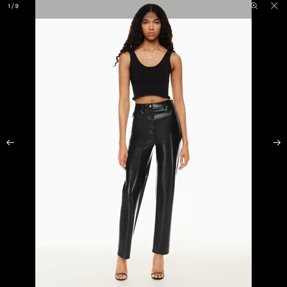 NWT Aritzia × Wilfred Melina Super High Rise Faux Leather Pants Black Size 12 - Picture 1 of 13
